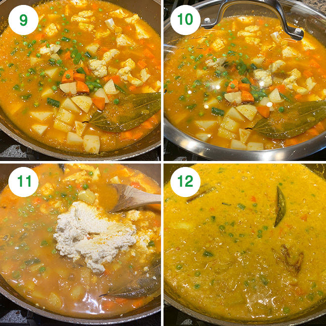 step by step picture collage of making veg kurma at home