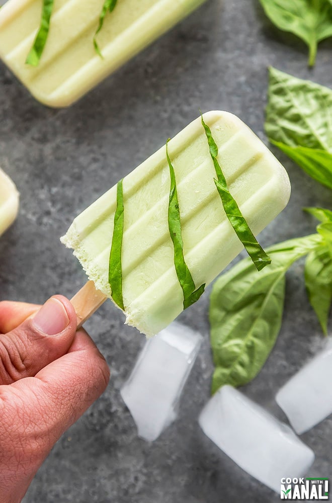 coconut honey basil popsicles