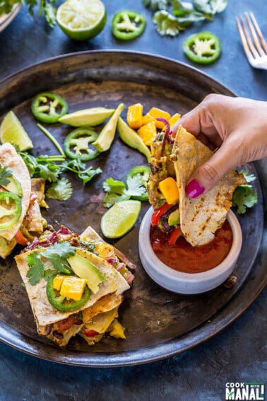 avocado mango black bean quesadillas