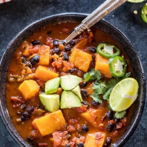 vegan butternut squash chili made in the instant pot