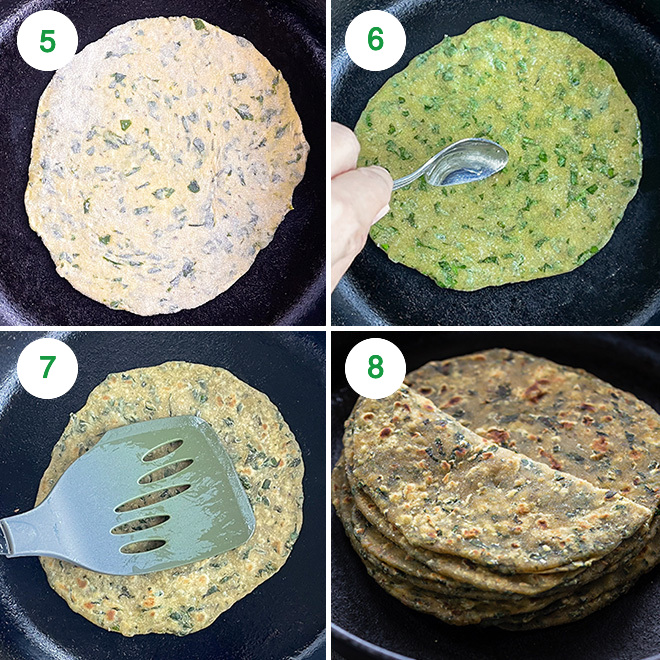 step by step picture collage to make methi paratha