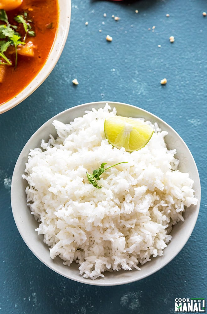 jasmine rice in a white bowl