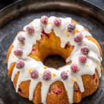 cranberry orange cake in bundt pan