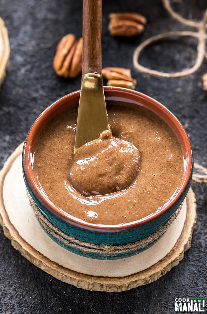 homemade pecan butter in a bowl