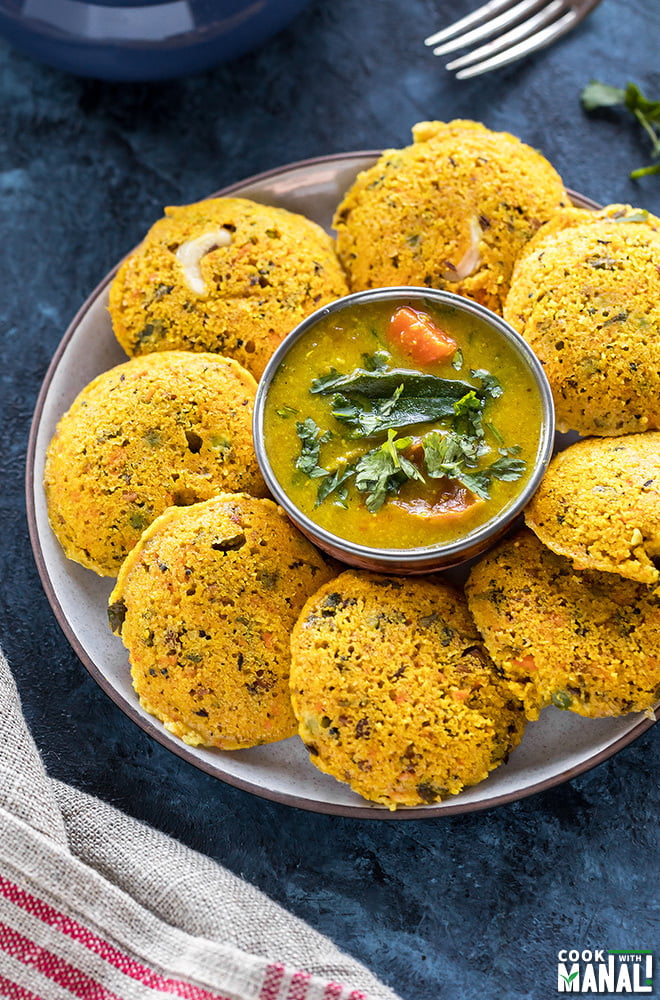 Oats Idli with Sambar