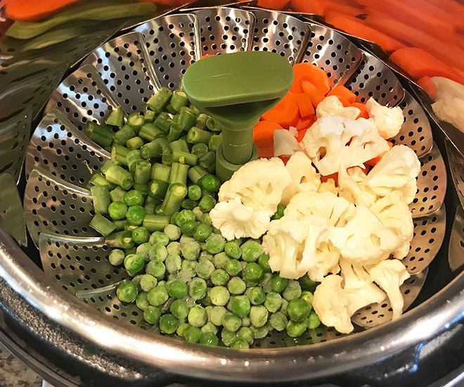 vegetable in steamer basket