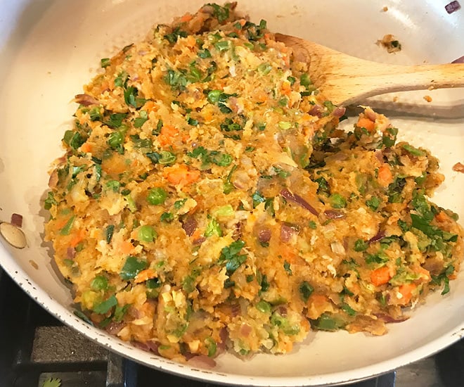 mashed veggies in a pan