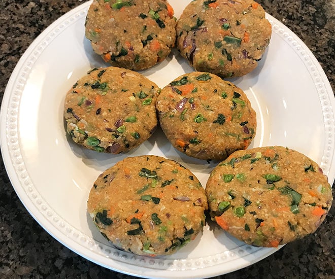 burger patties in a white plate