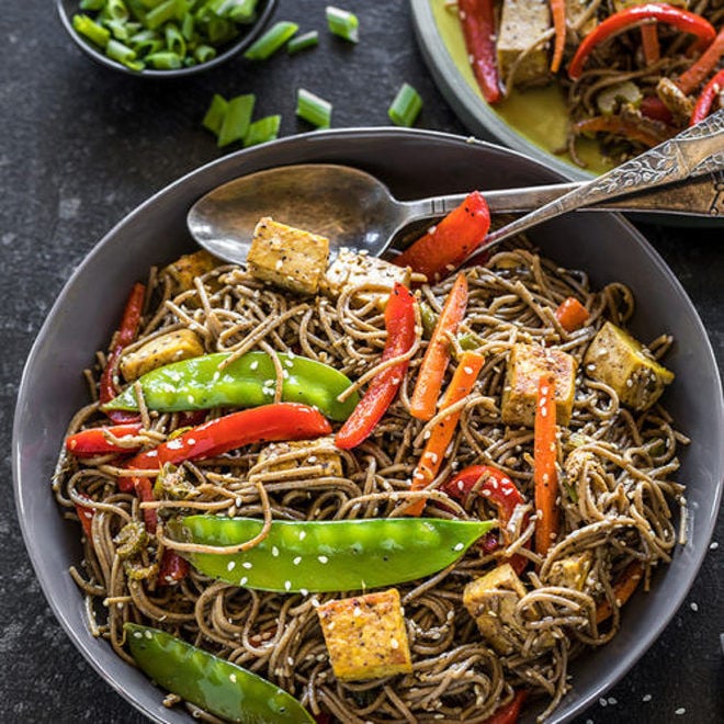 Easy Vegan Soba Noodles Stir Fry with Curried Tofu Cook With Manali