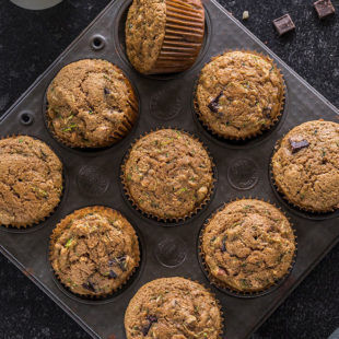 healthy zucchini muffins in a muffin tray