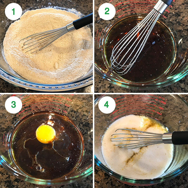 step by step process of making healthy zucchini muffins