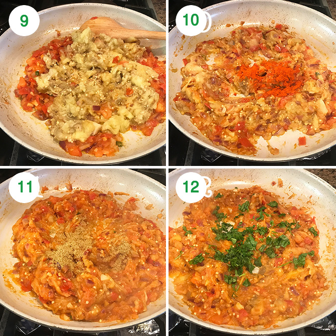 step by step pictures of making baingan bharta