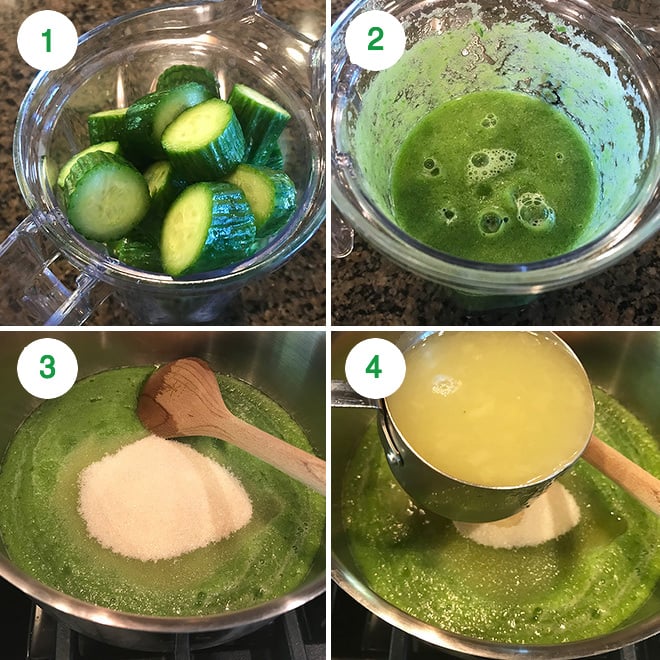 step by step pictures of making cucumber lemonade