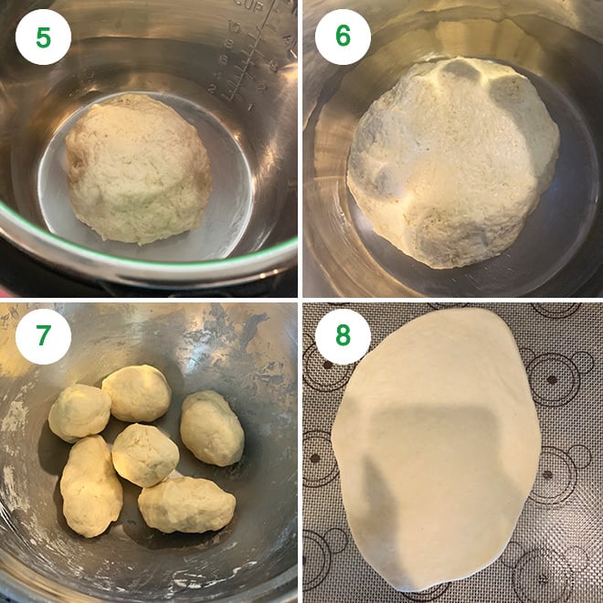 step by step picture collage of making no yeast naan at home