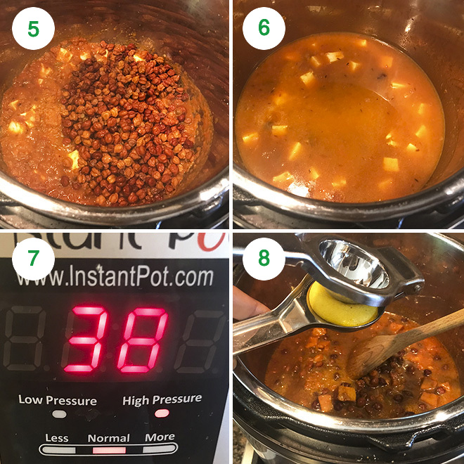 step by step pictures of making kala chana in instant pot