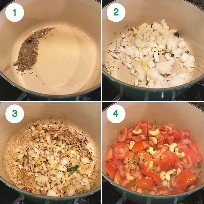 step by step pictures of making matar paneer