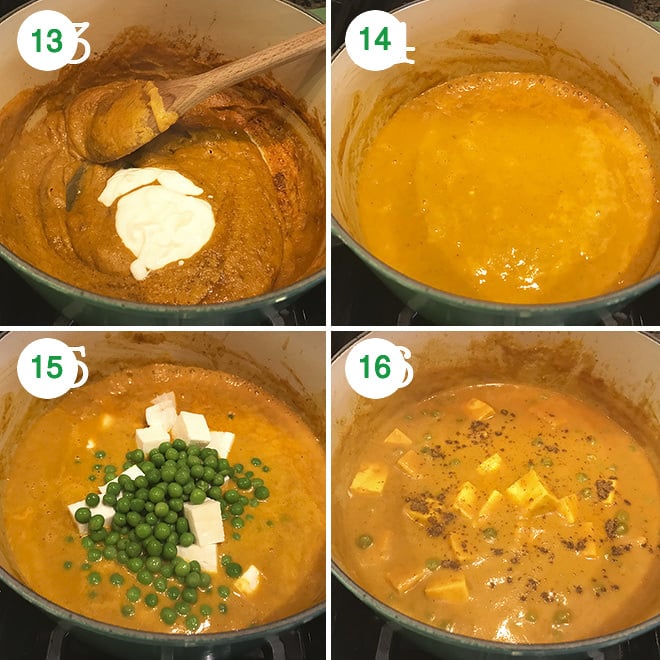 step by step pictures of making matar paneer