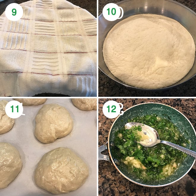 step by step pictures of making garlic naan at home
