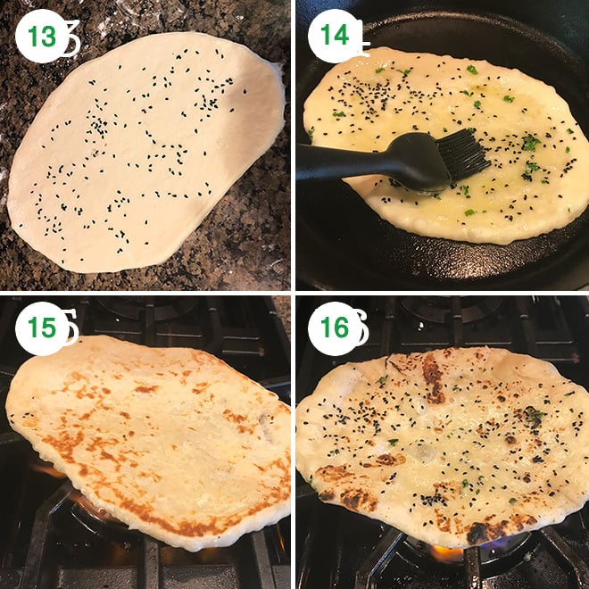 step by step pictures of making garlic naan at home