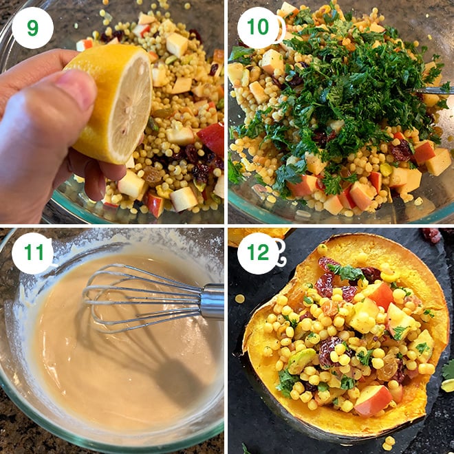 vegan stuffed acorn squash with israeli couscous recipe step by step pictures