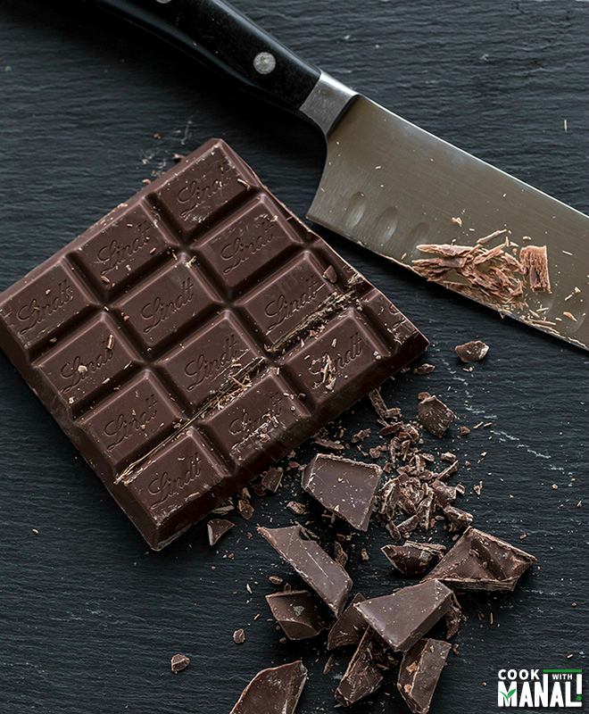 chocolate bar with knife