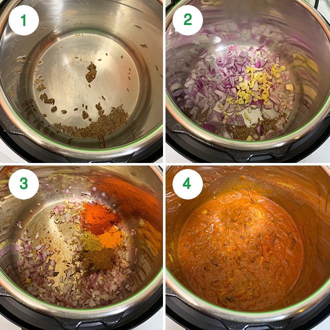 step by step collage of making instant pot tofu matar