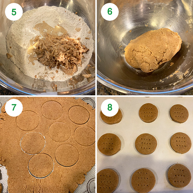 step by step picture collage of making whole wheat jaggery cookies