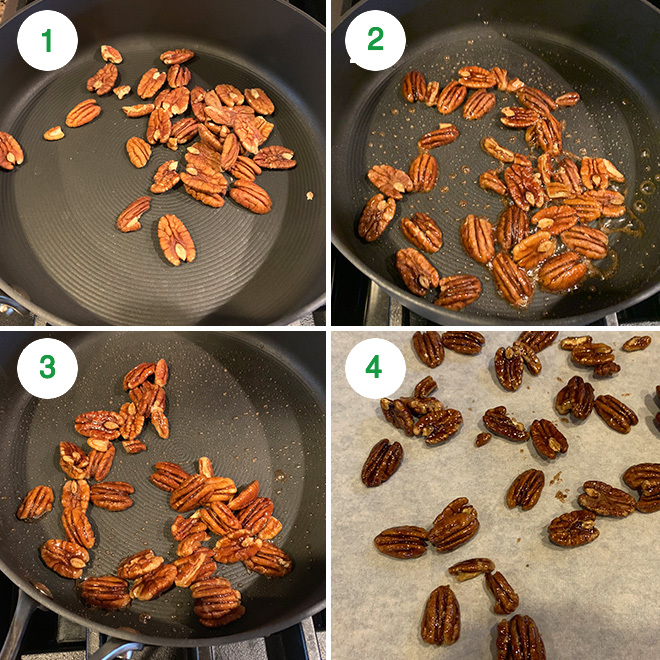 step by step pictures of making maple cinnamon pecans