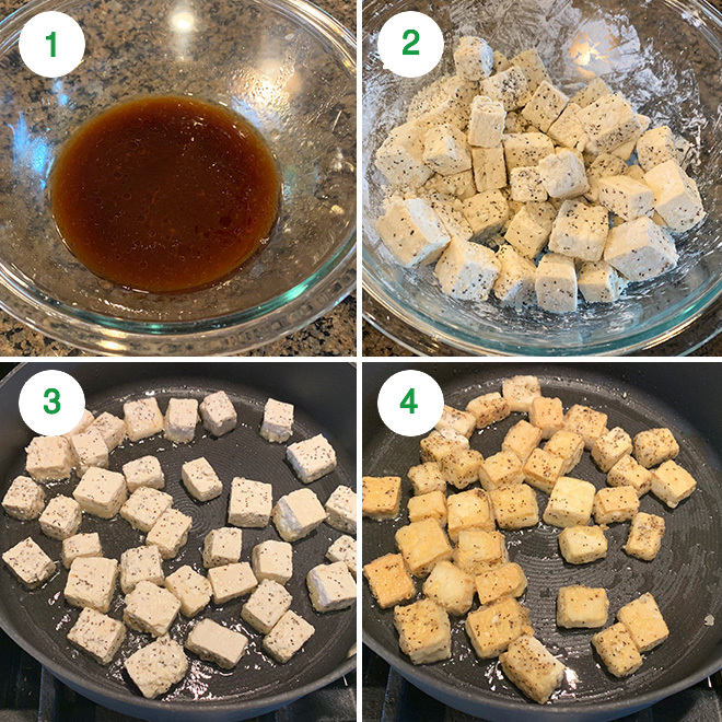 step by step pictures to make honey cashew tofu