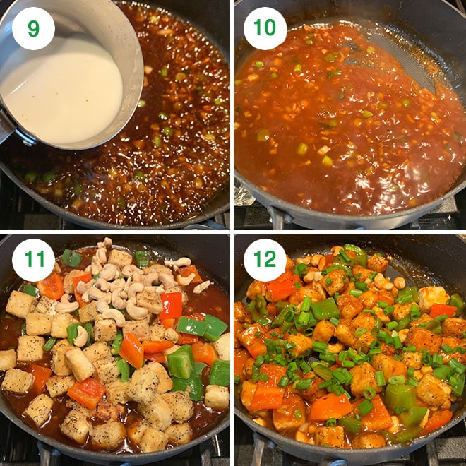 step by step pictures to make honey cashew tofu