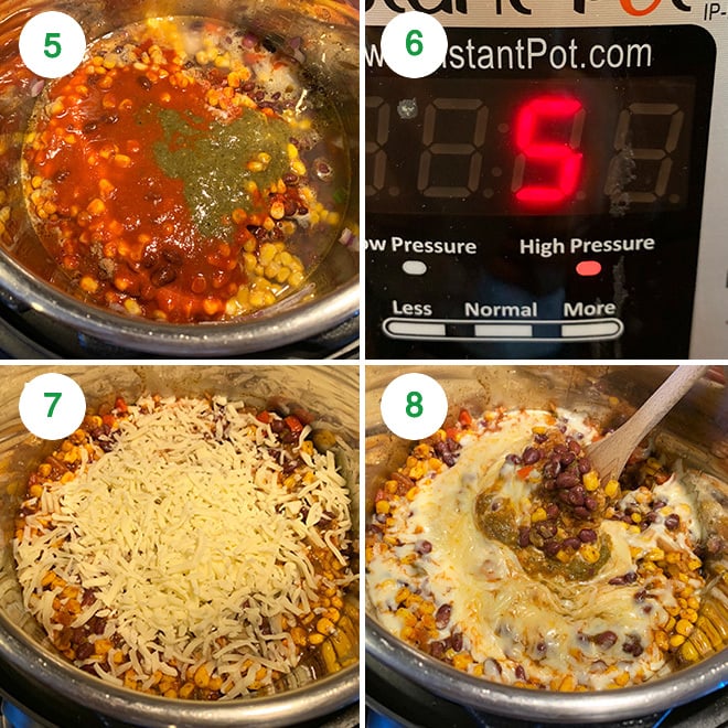 step by step pictures of making instant pot enchilada rice