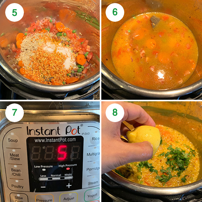 step by step pictures of making quinoa khichdi in instant pot