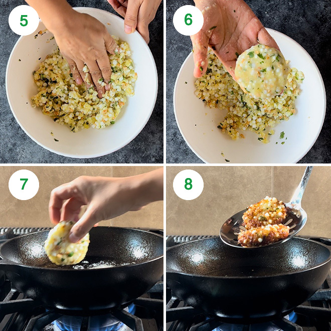 step by step picture collage of making sabudana vada