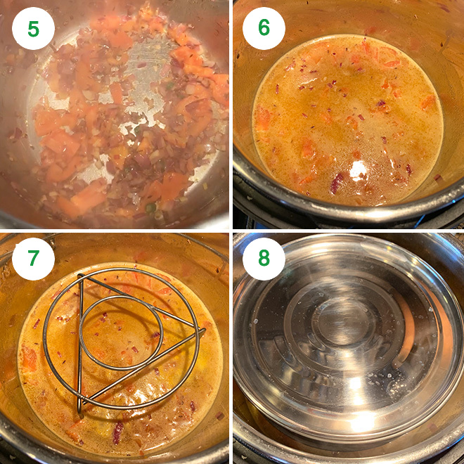 step by step pictures of making rice and dal together in the instant pot