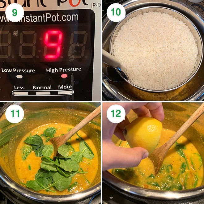 step by step pictures of making rice and dal together in the instant pot