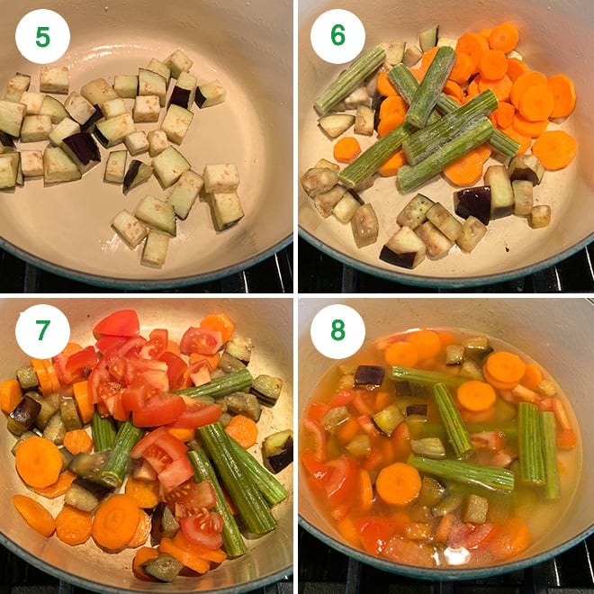 step by step collage to make sambar at home