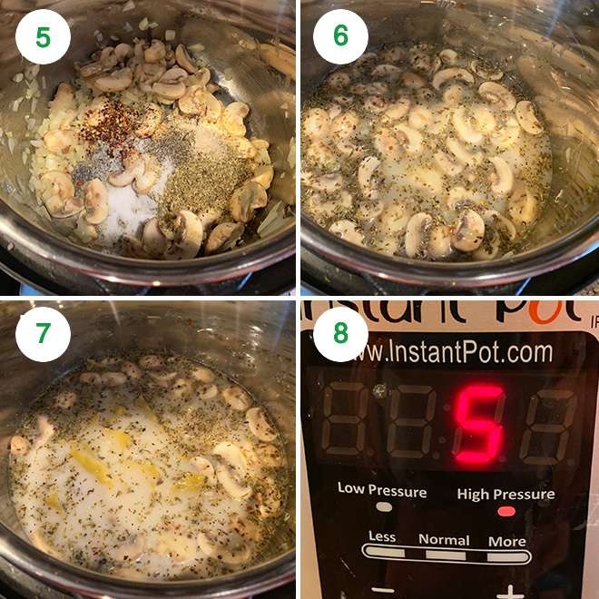 picture collage of making vegan mushroom white lasagna soup