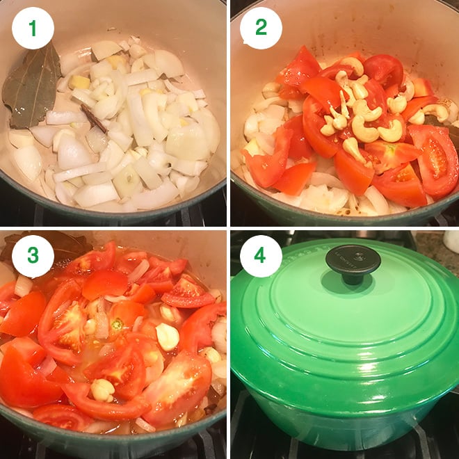 step by step picture collage of making paneer butter masala at home