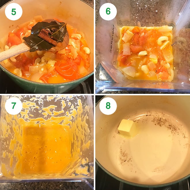 step by step picture collage of making paneer butter masala at home