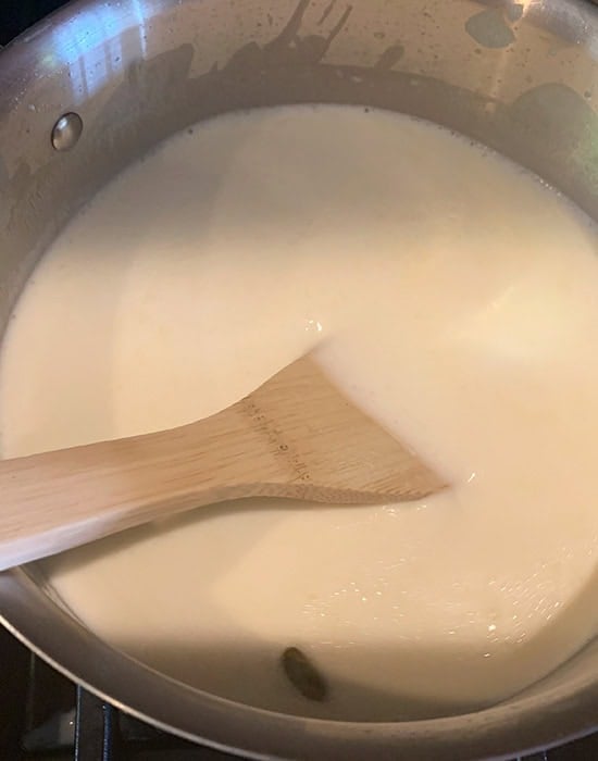 milk in a steel pot