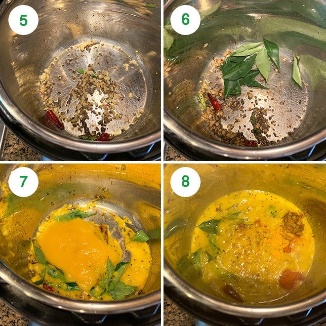 step by step pictures of making mango curry in the Instant Pot