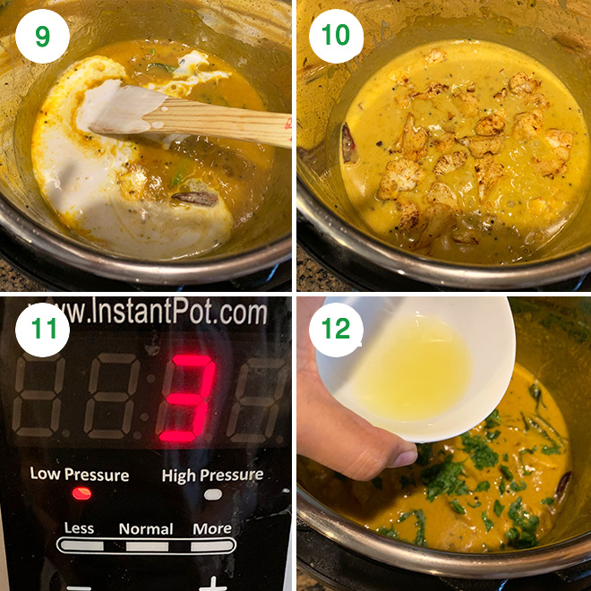 step by step pictures of making mango curry in the Instant Pot