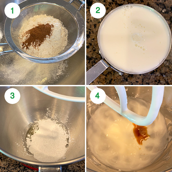 step by step picture collage of making eggless chocolate chip cake