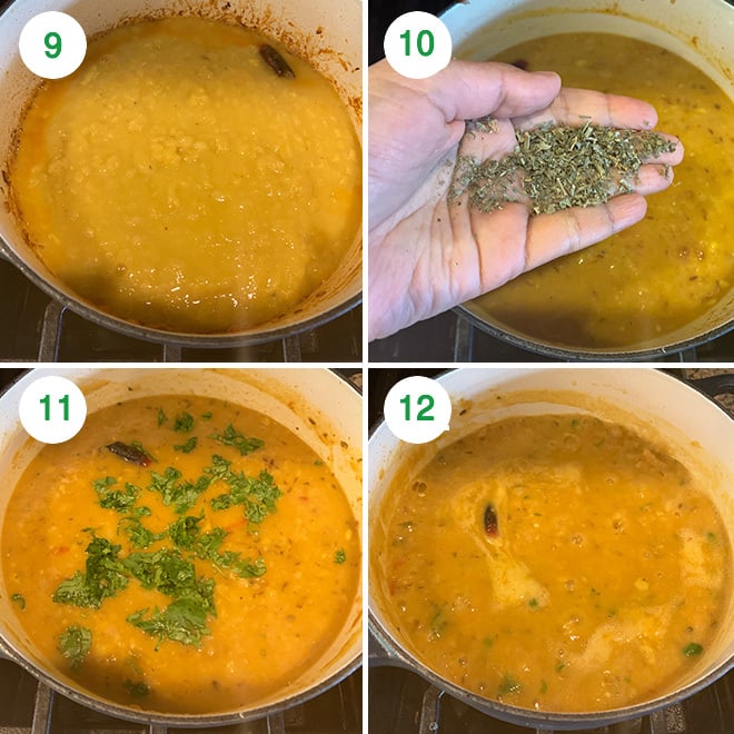 step by step picture collage of making dal fry