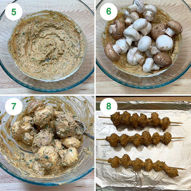 step by step picture collage of making mushroom tikka