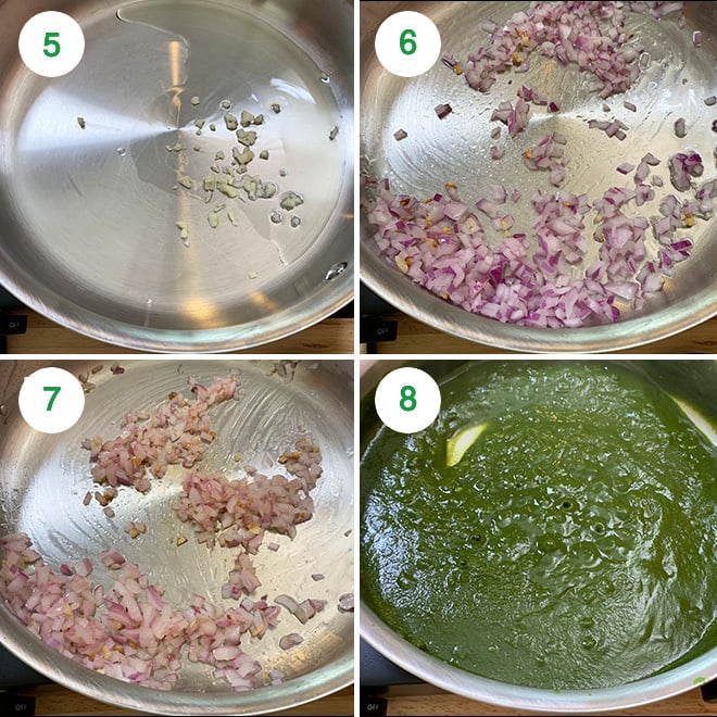 step by step picture collage of making palak paneer at home