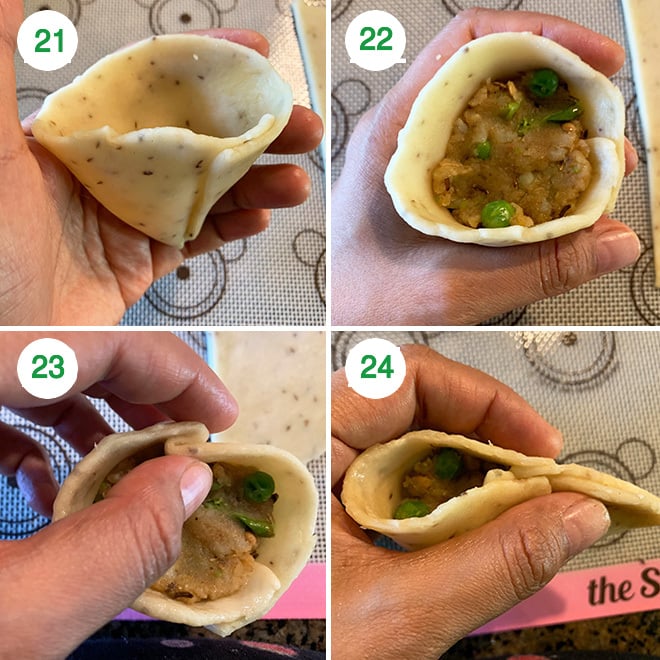 step by step picture collage of making samosa at home