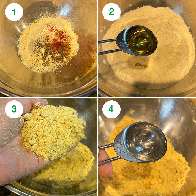 step by step picture collage of making baked besan papdi