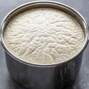 idli dosa batter in the steel pot of the instant pot