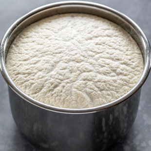 idli dosa batter in the steel pot of the instant pot